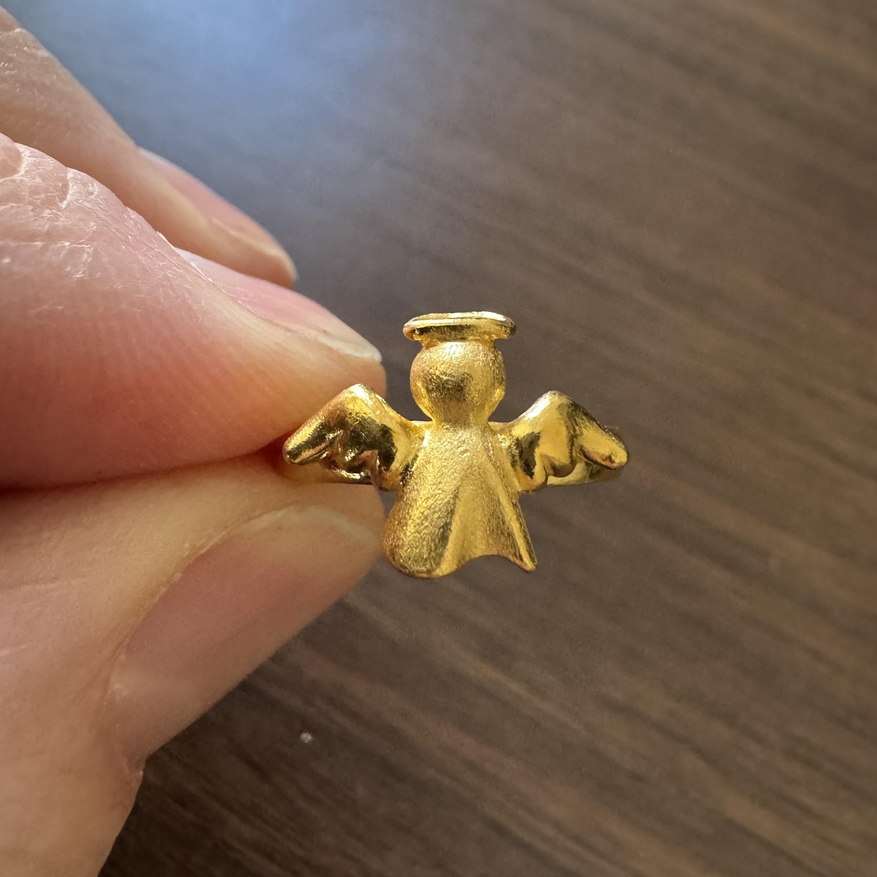 24k Pure Yellow Gold 4.7g Solid Angel Ring Size 4 2
