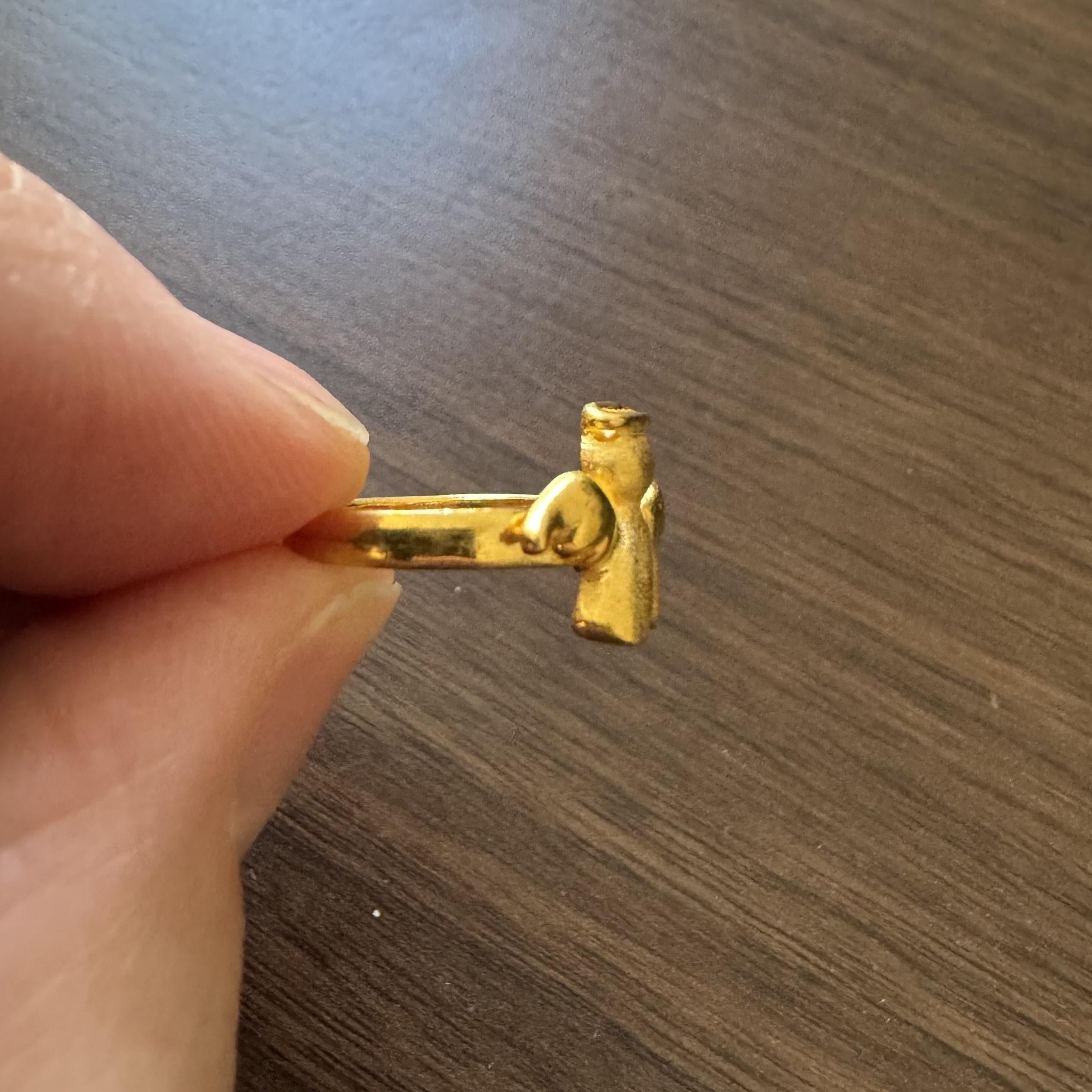 24k Pure Yellow Gold 4.7g Solid Angel Ring Size 4 3