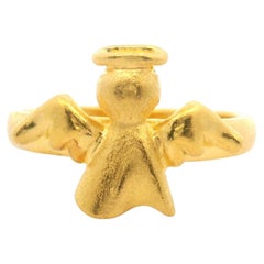 24k Pure Yellow Gold 4.7g Solid Angel Ring Size 4