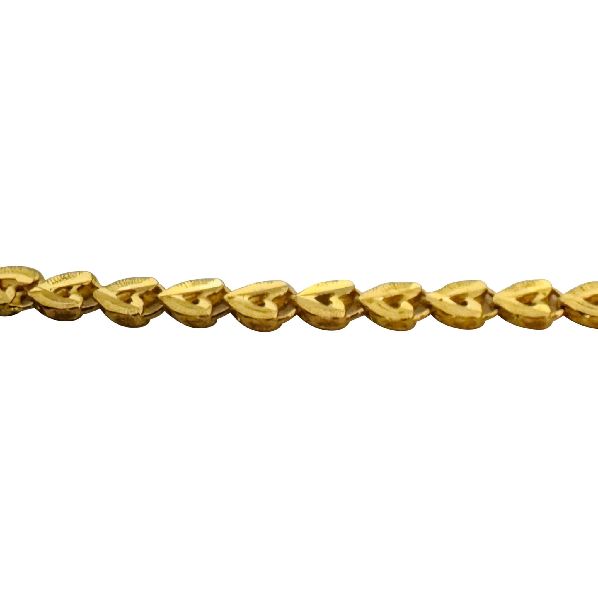 24k Pure Yellow Gold 5.2g Diamond Cut 4mm Heart Link Bracelet 6.75
