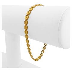 24k reines Gelbgold 5.2g Diamantschliff 4mm Herz-Gliederarmband 6,75"