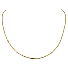 24k Pure Yellow Gold 6.1g Solid Thin 1.5mm Bar and Curb Link Chain Necklace 18"