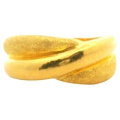 24k Pure Yellow Gold 9.8g Solid Polished and Satin Finish Crossover Ring Size 10