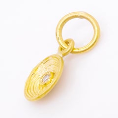 Petite 24k Circle of Life Pendant and Diamond, for Necklace or Charm Bracelet