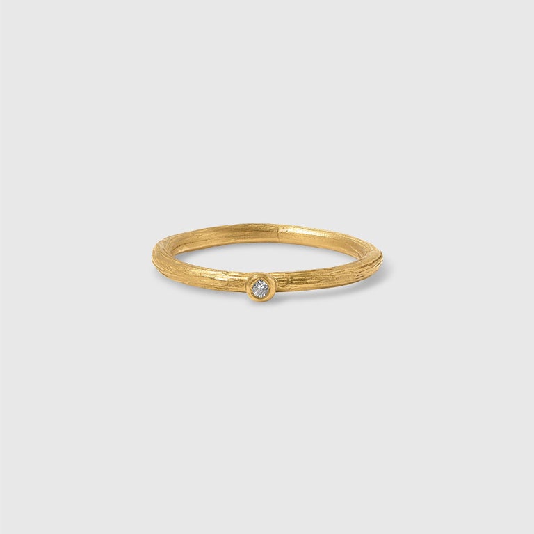 24K Solid Yellow Gold Stacker Ring with Single Diamond, Handmade in  Istanbul For Sale at 1stDibs | 24k gold ring with diamond, 24k gb, diamond  of istanbul