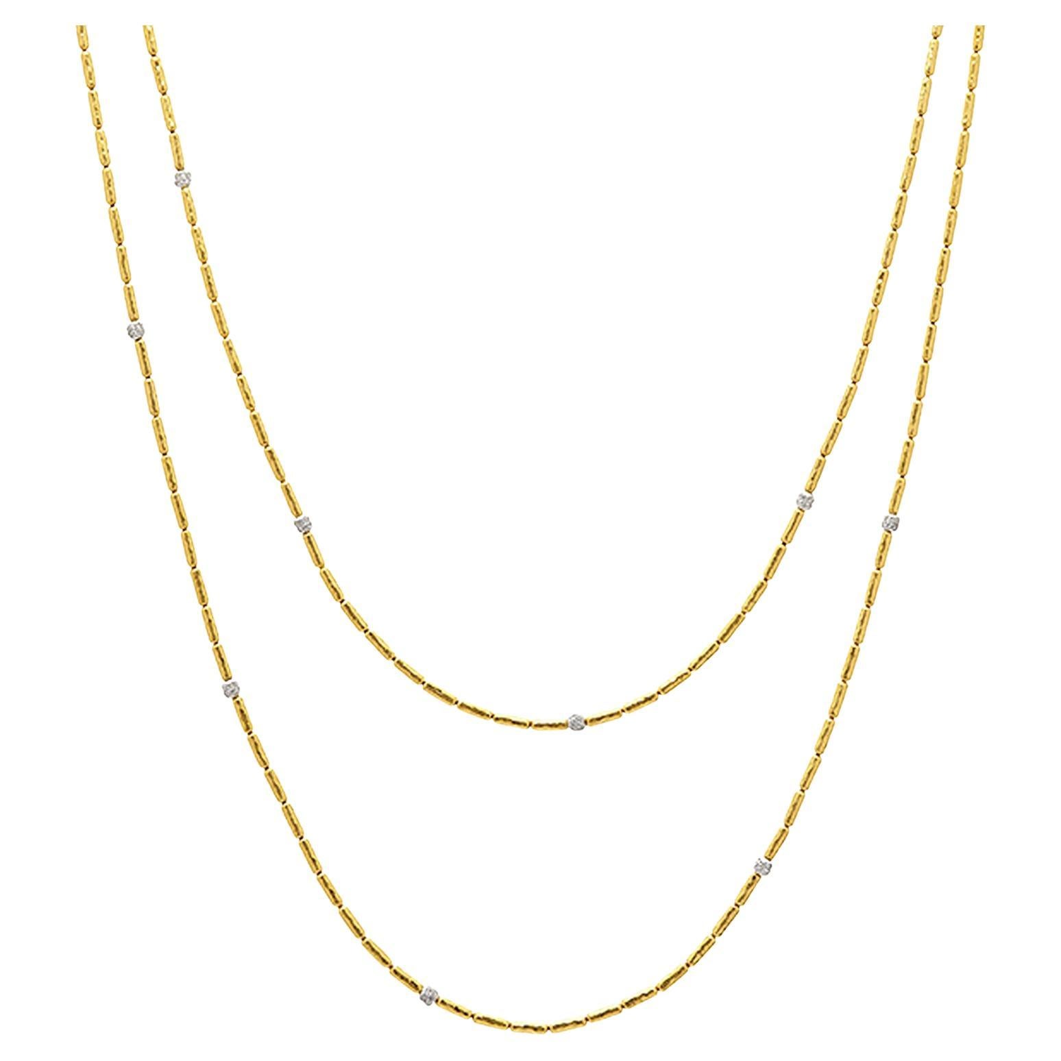 Collar «Vertigo» de Gurhan con eslabones texturados en oro de 24 quilates y diamantes en venta