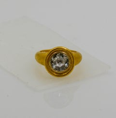 24 Karat Yellow Gold 1.50 Carat Rose Cut Diamond Bezel Set Solitaire Ring