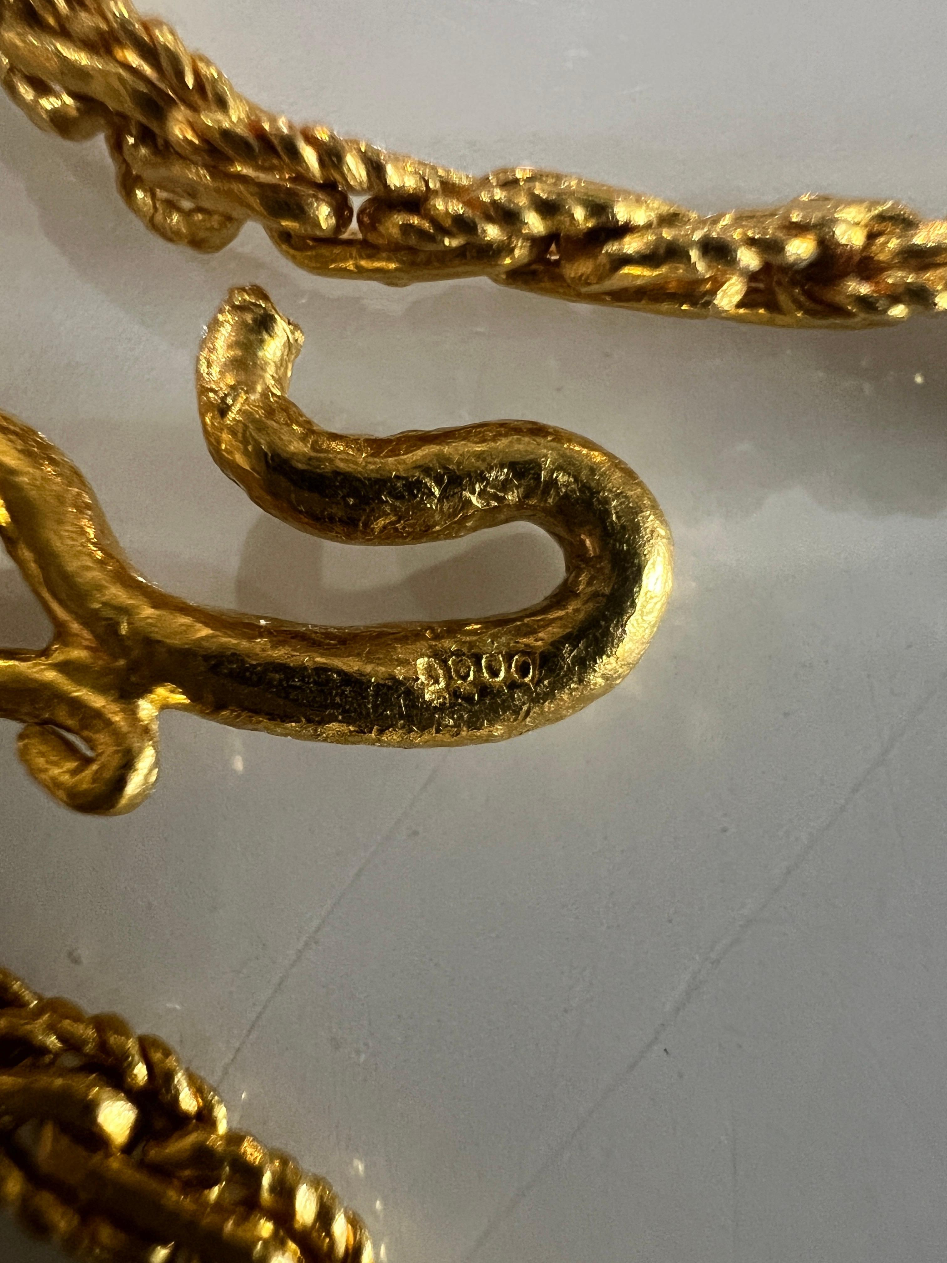Or jaune 24k 21.8 gr 19.5mm 3.00 large  chaîne fantaisie PUR157-B Unisexe en vente
