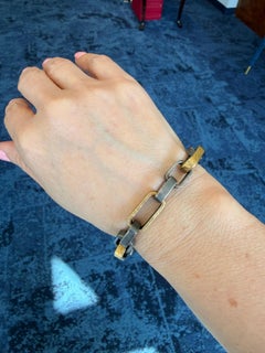 24K Yellow Gold and Oxidized Sterling Silver Link Bracelet by Bora