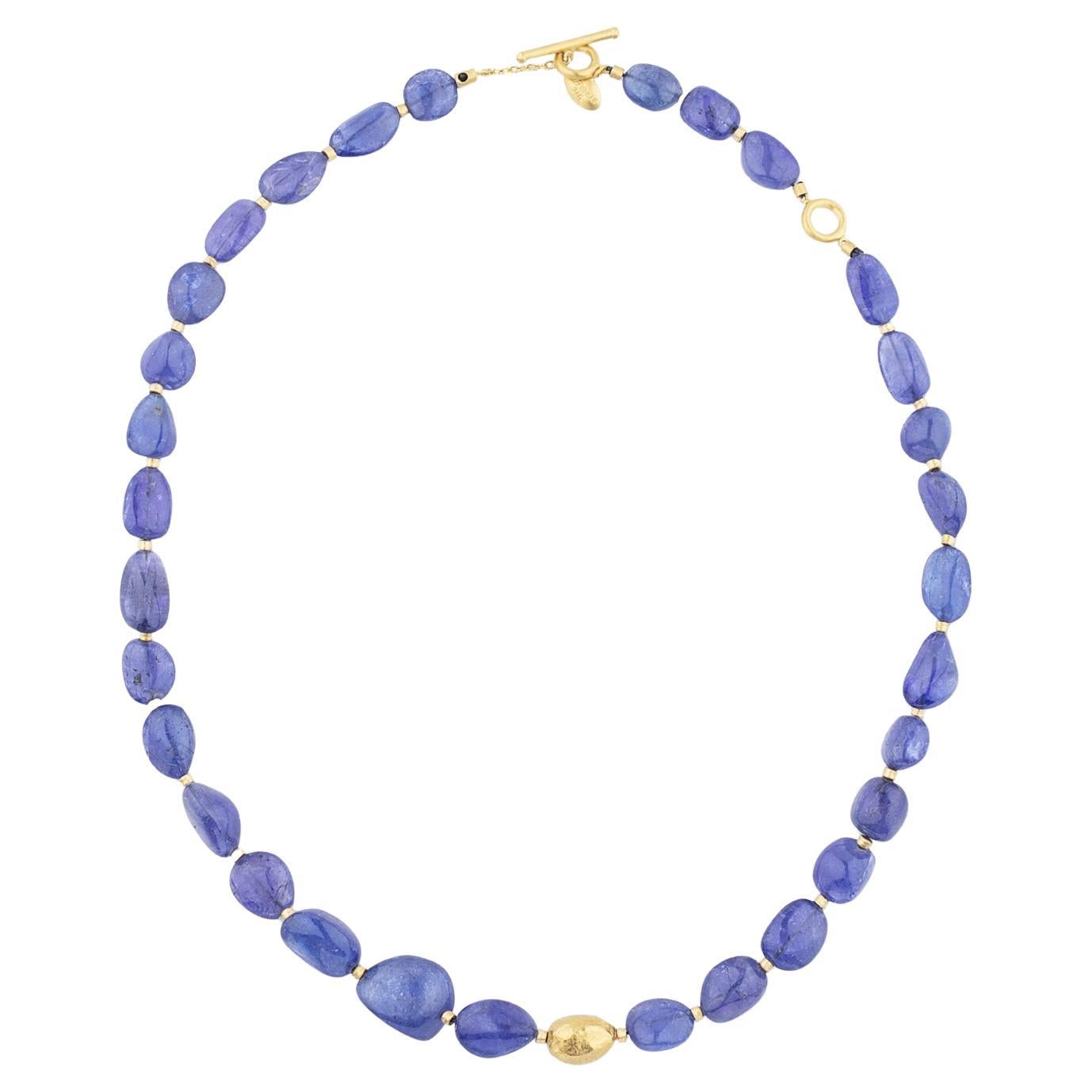 24K Yellow Gold "Angel" Necklace: A Tanzanite Treasure by Lika Behar For Sale