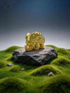 Adorno de elefante de la buena suerte en oro amarillo de 24 quilates (Au999), símbolo de riqueza