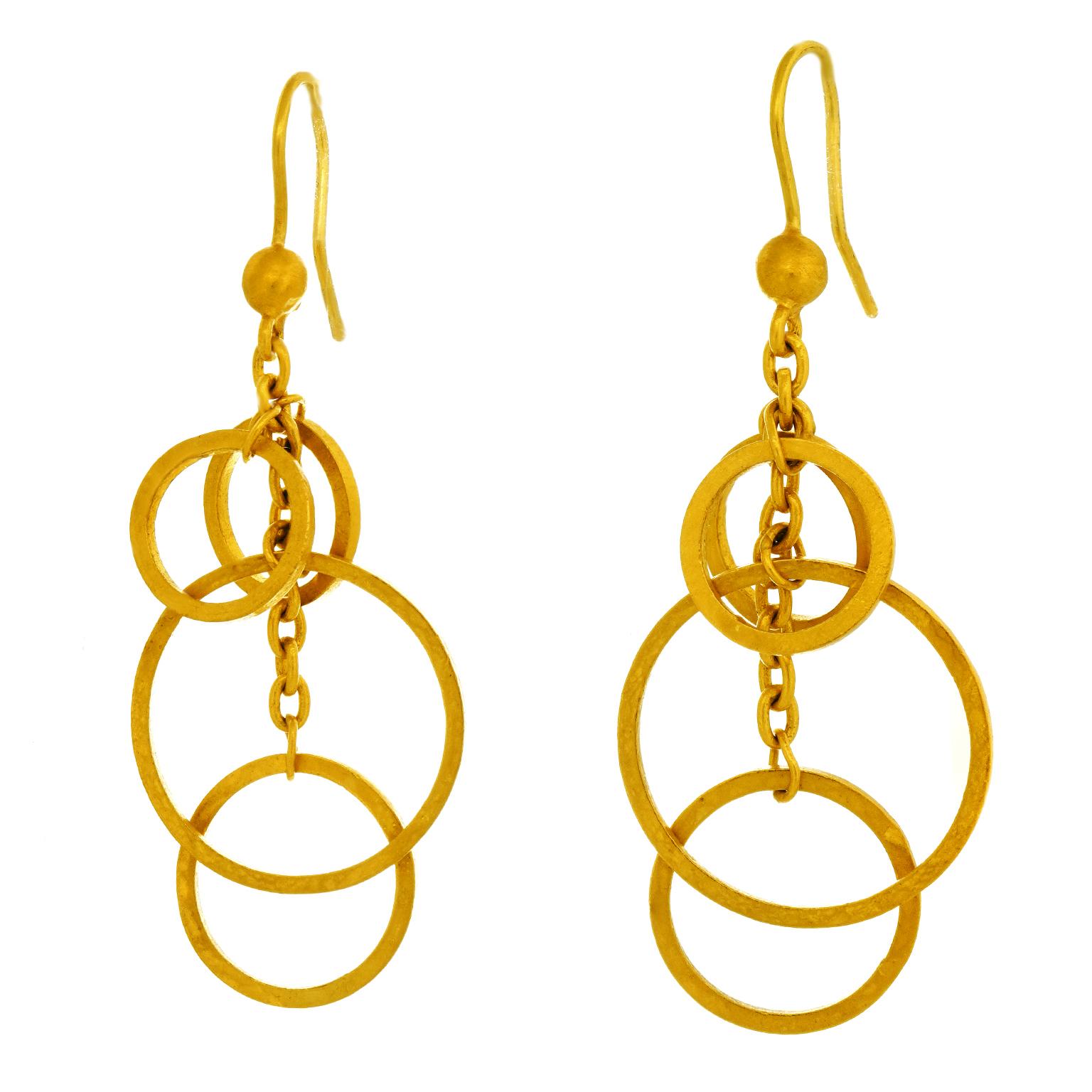 Modernist 24k Yellow Gold Chandelier Earrings For Sale