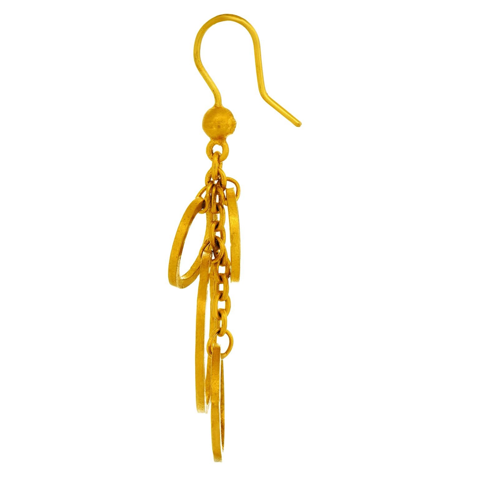 24k Yellow Gold Chandelier Earrings For Sale 2