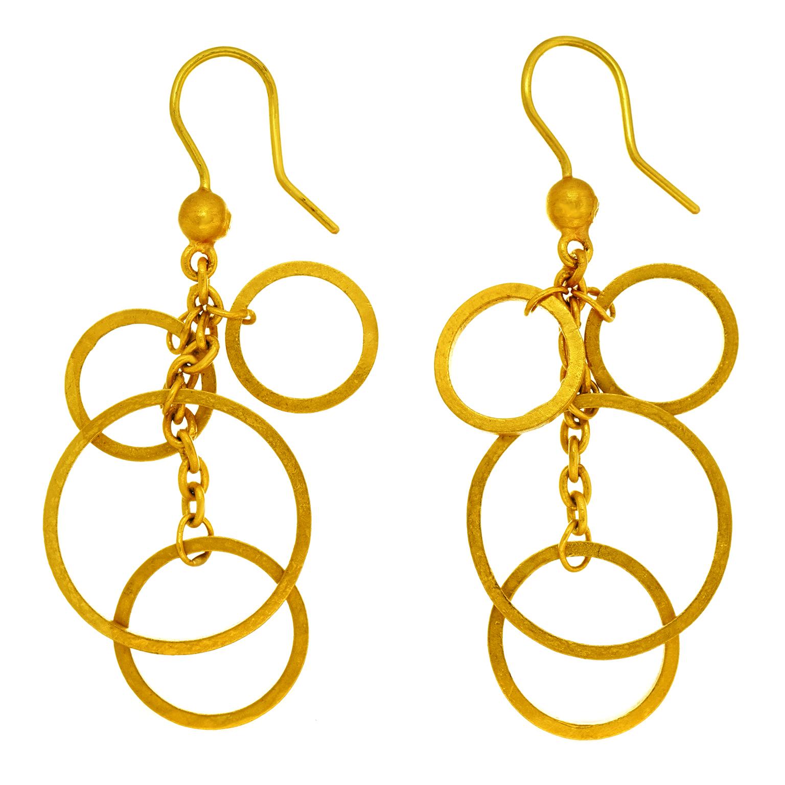 24k Yellow Gold Chandelier Earrings For Sale 3