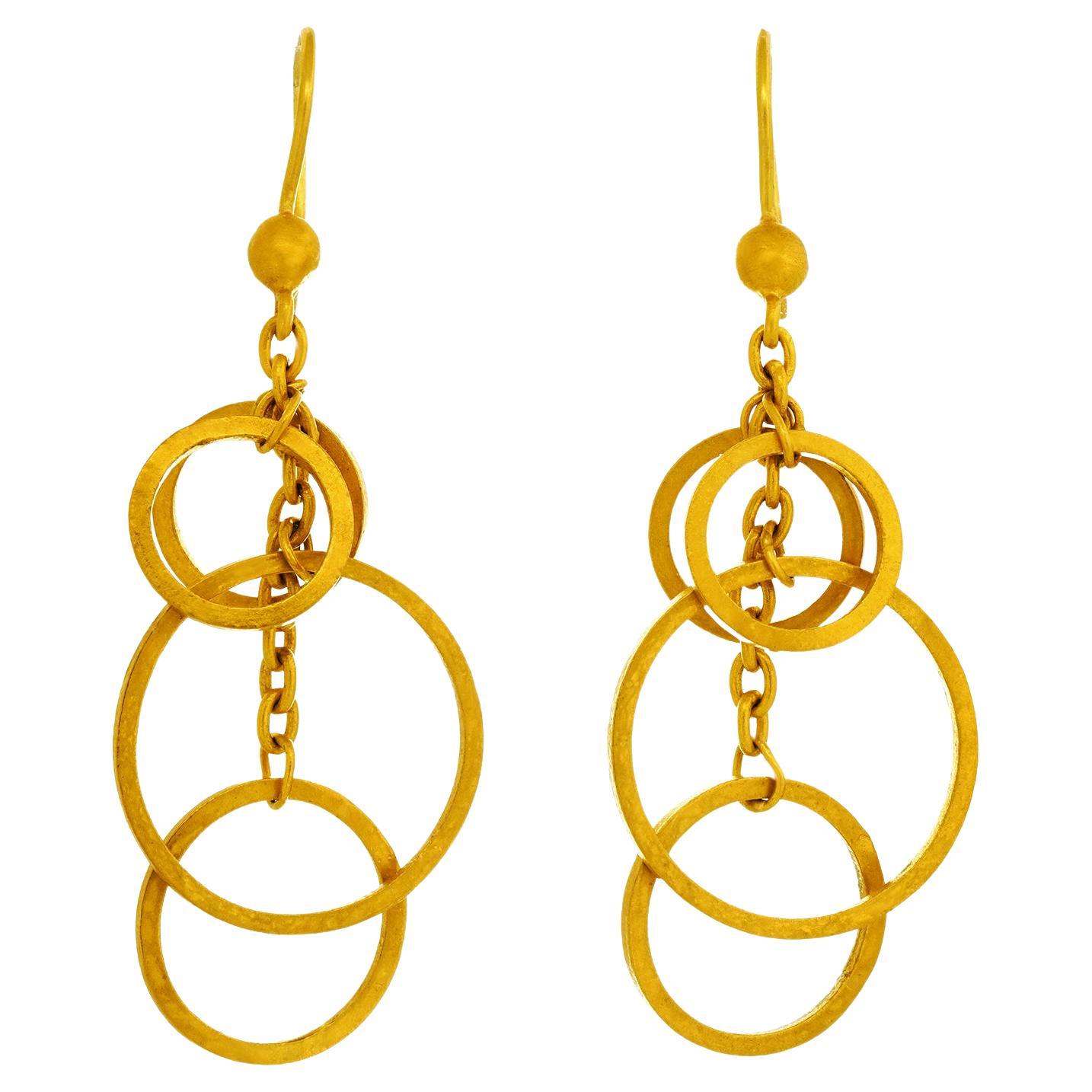 24k Yellow Gold Chandelier Earrings For Sale