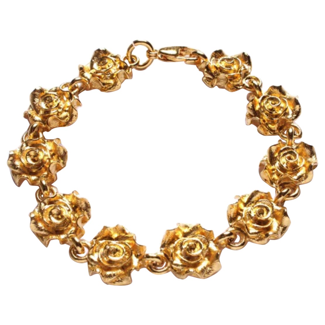 Mordekai Bracelet chaîne rosette en argent sterling plaqué or jaune 24 carats