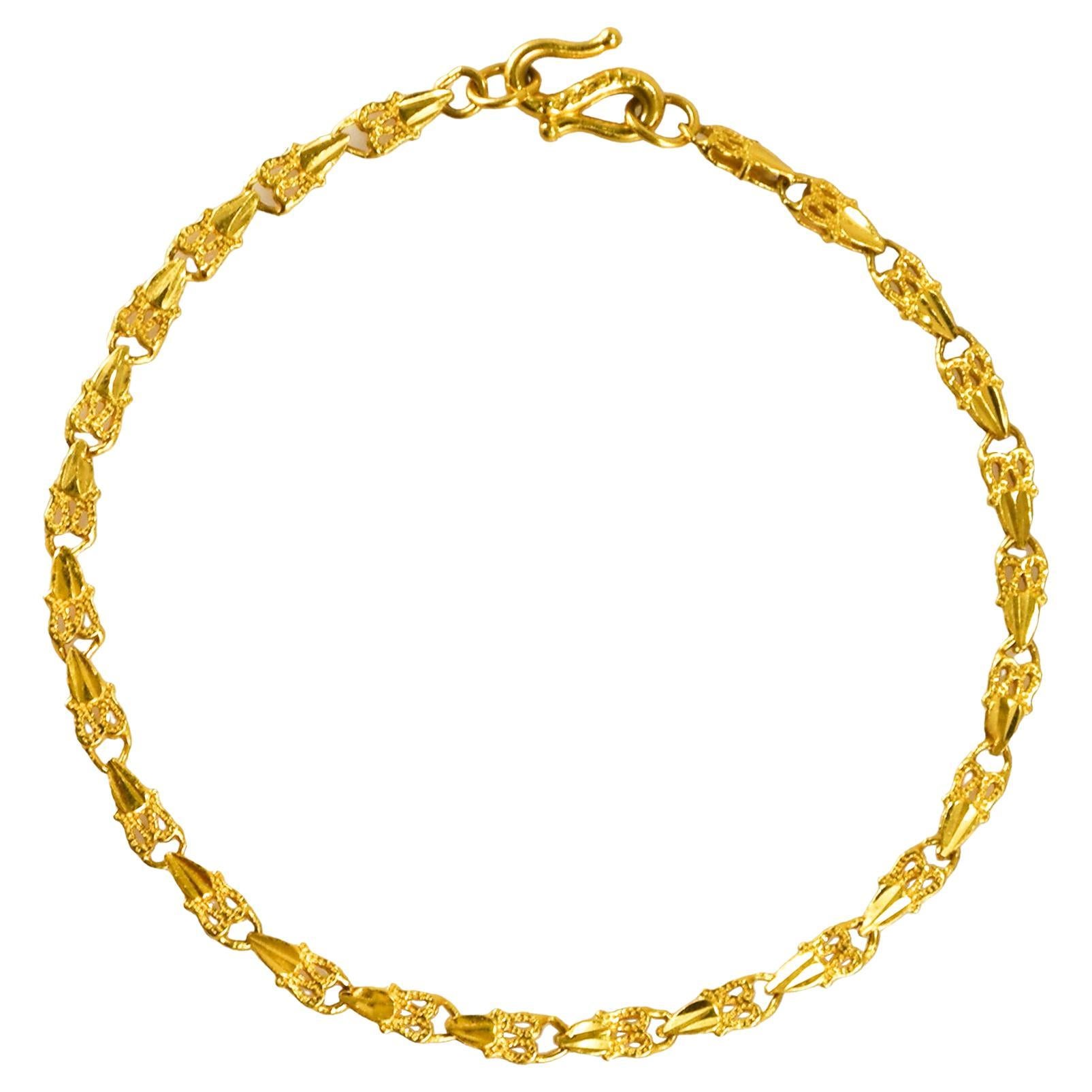 Bracelet à maillons fantaisie en or jaune 24 carats 5,6 g