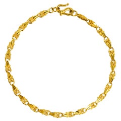 Vintage 24K Yellow Gold Fancy Link Bracelet 5.6g