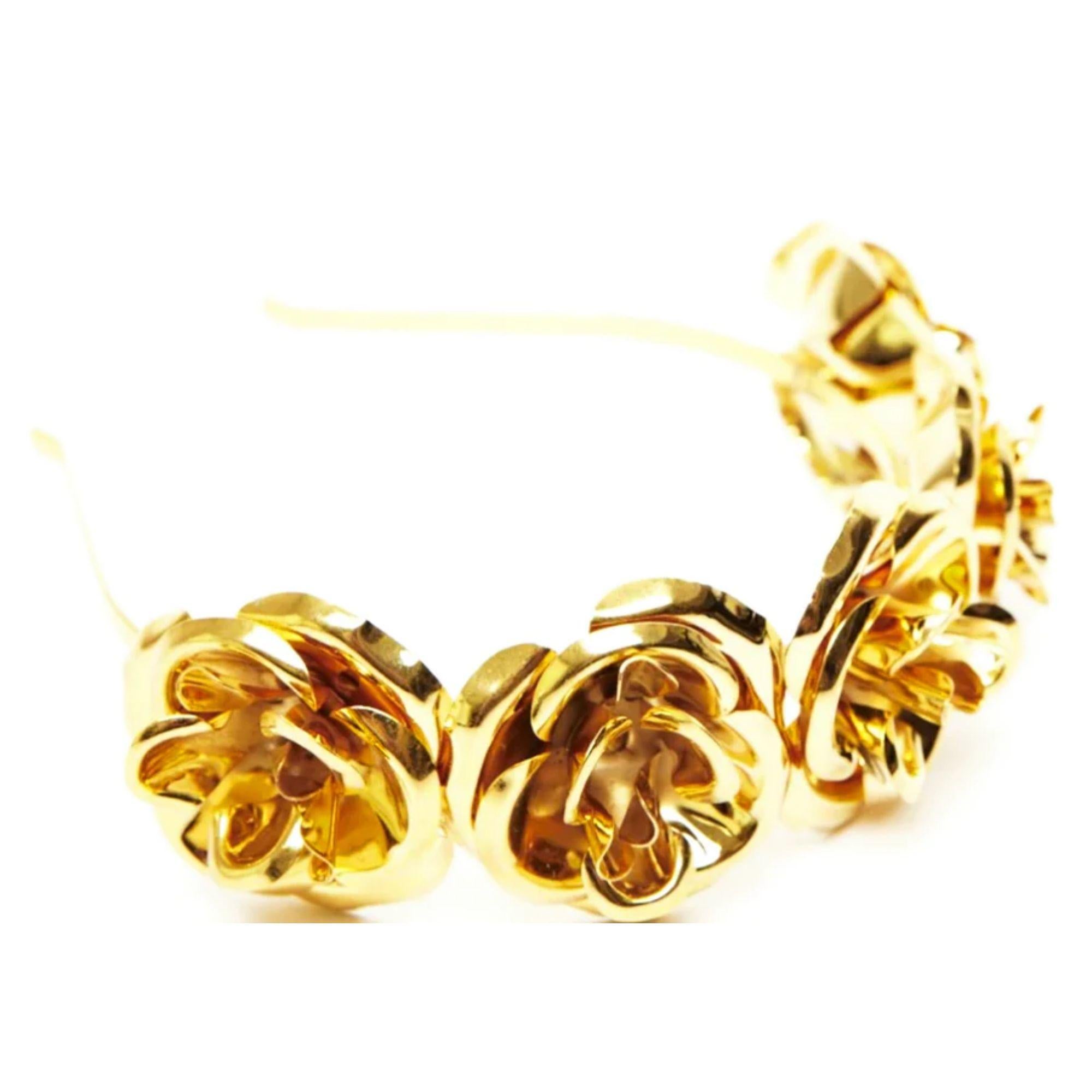 Women's 24K Yellow Gold Lana Rose Headband For Sale