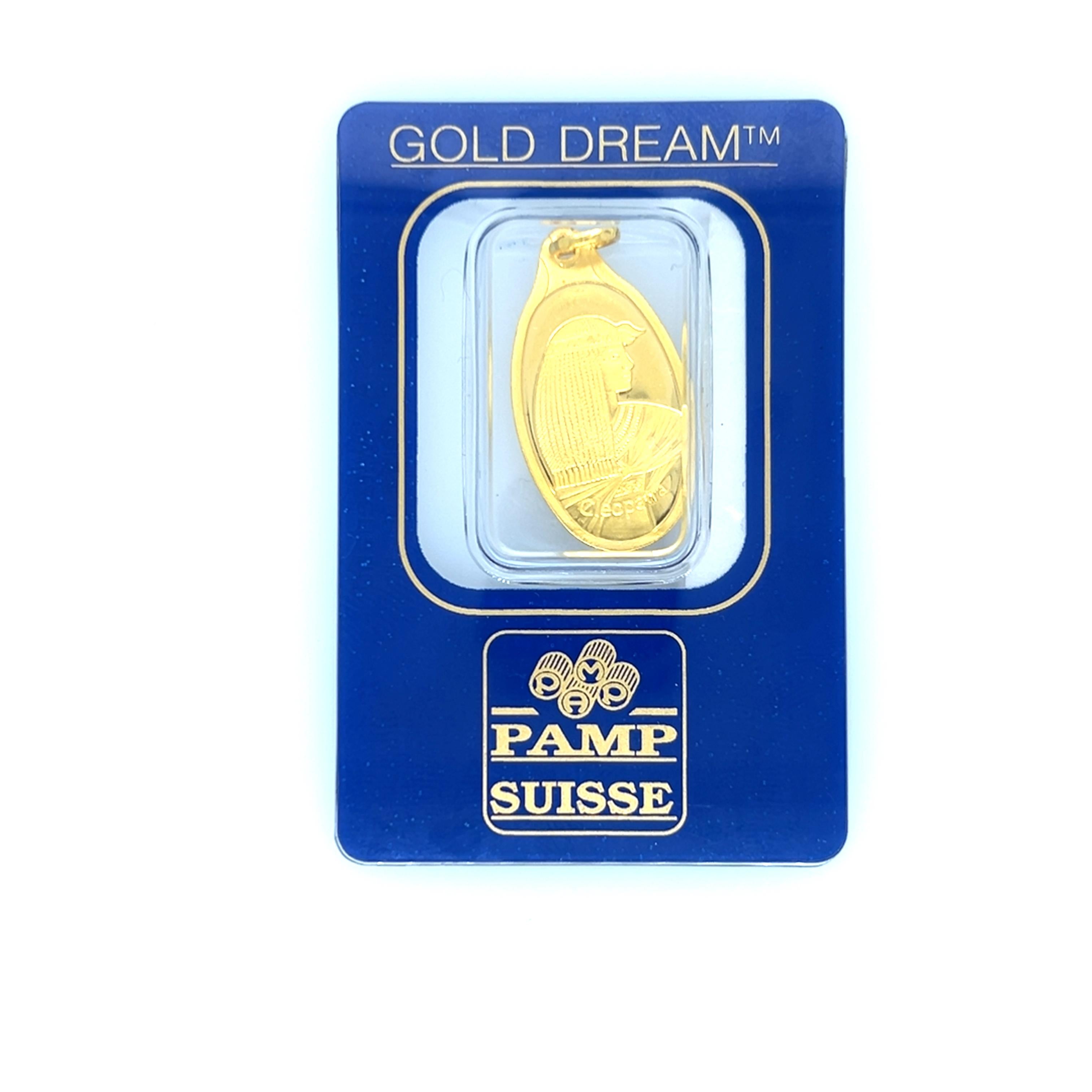 24k Yellow Gold PAMP Suisse Cleopatra Switzerland Pendant In Good Condition In Towson, MD