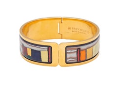 24K Yellow Gold Plated & Multicolor Frey Wille Fire Enamel Bangle
