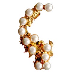Boucle d'oreille baroque en or jaune 24K à douze perles