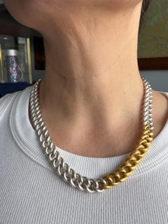 24k Yellow Gold & White Silver Handmade "Rugged Chain" Necklace by Lika Behar