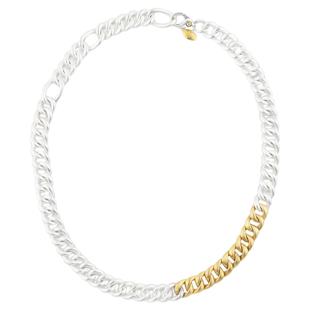 Collier "Rugged Chain" en or jaune 24k et argent blanc fait main par Lika Behar