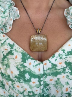 24K YG & Sterling Silver Necklace by Bora with Rutilated Quartz and Diamonds