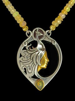 24kt & 18kt Gold, Sterling Silver, Opal, Onyx 2-SIDED Heyoka Merrifield Pendant