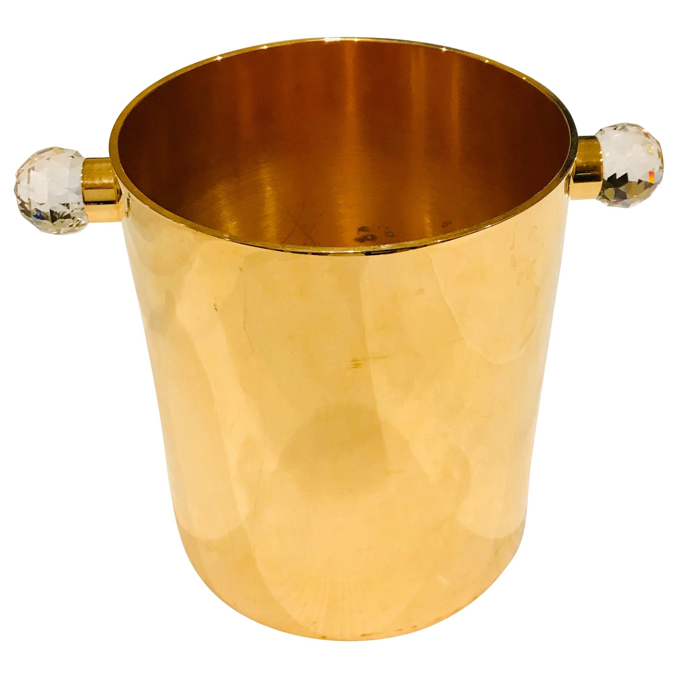24-Karat Gold-Plated Brass Swarovski Crystal Champagne Bucket, Valerio Alberello For Sale