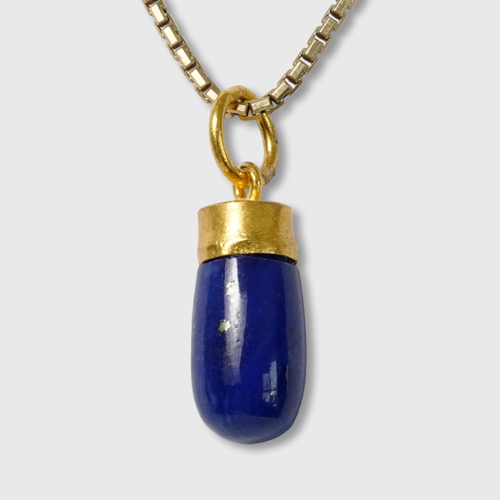 24kt Yellow Gold 7.00ct Lapis Lazuli Drop Charm Pendant Necklace

Lapis - 7.00 ct
24kt Gold 995 - 0.80 grams
Sterling Silver 925 - 0.80 grams

THE STORY: 

Top-quality Lapis Lazuli comes from Afghanistan where it has been mined for more than 6,500