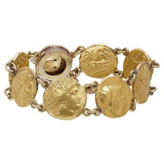 24kt Yellow Gold Ancient-Style Coin Link Bracelet