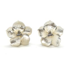 24mm Hand-carved Mother of Pearl Flower Earrings