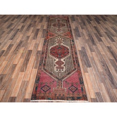 2'4"x10' Blush Pink Vintage Persian Serab Hand Knotted Pure Wool Runner Rug