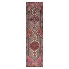 2'4"x10' Blush Pink Vintage Persian Serab Hand Knotted Pure Wool Runner Rug