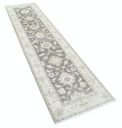 2.4x10 ft Floral Hallway Runner Rug. Handmade Kitchen Runner Rug in Beige, Brown