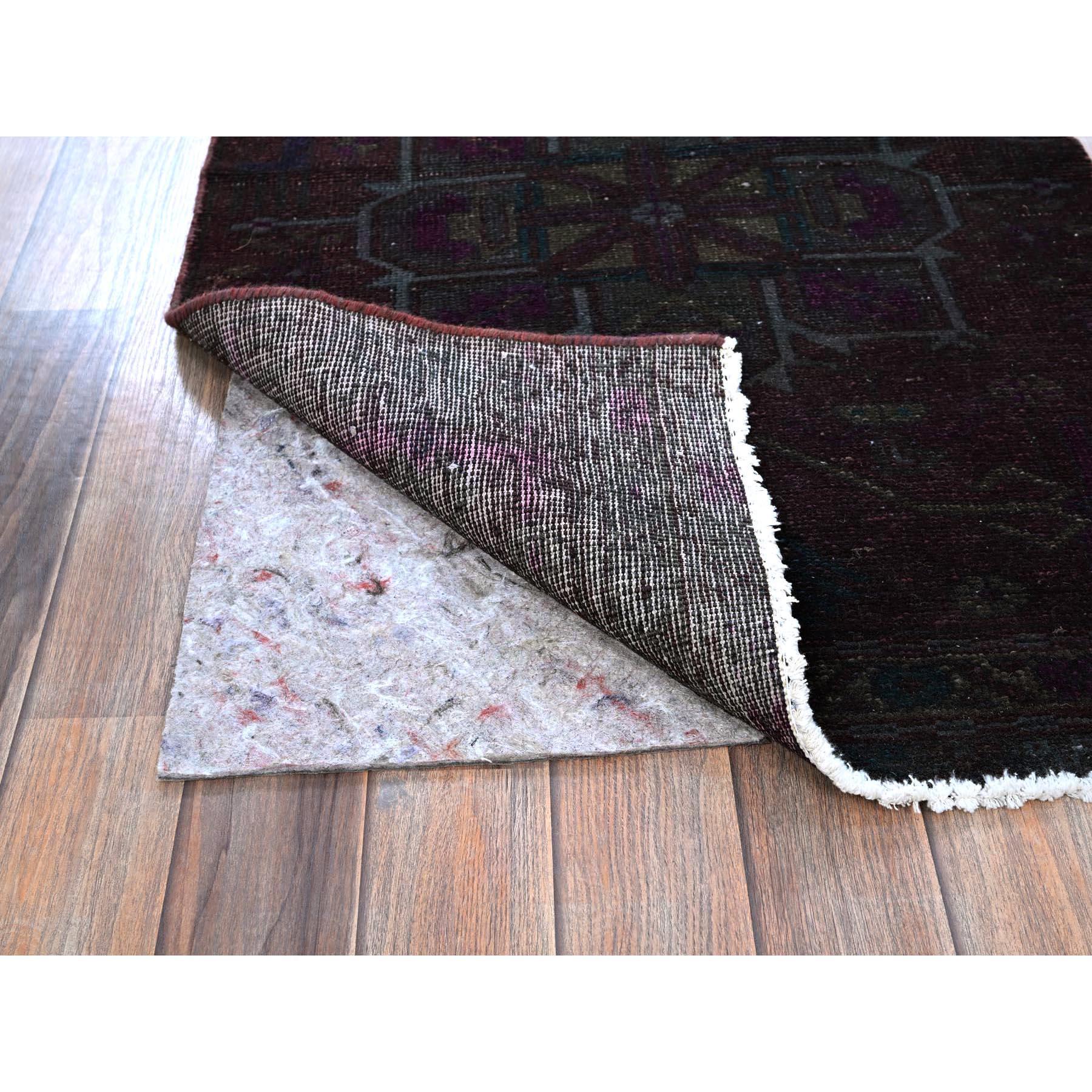 Bohémien Tappeto Runner rosso sovratinto Vintage Persiano Hamadan annodato a mano in pura lana 2'4 