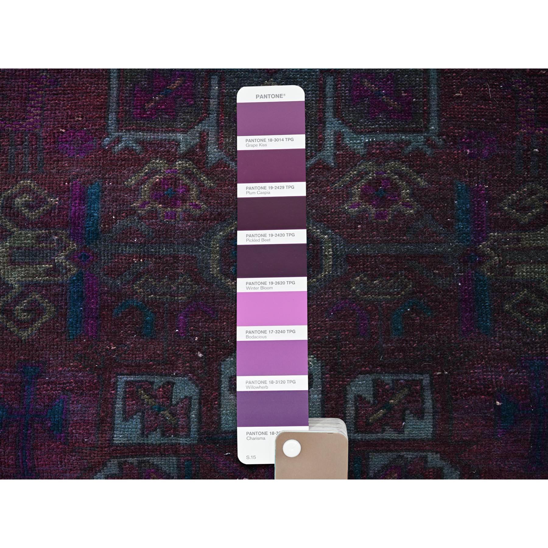 Annodato a mano Tappeto Runner rosso sovratinto Vintage Persiano Hamadan annodato a mano in pura lana 2'4 