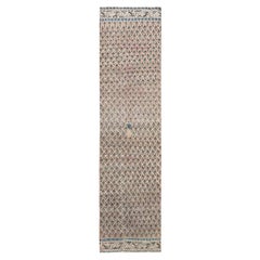 2'4"x10'1" Peach Color Vintage Persian Tabriz Hand Knotted Pure Wool Runner Rug