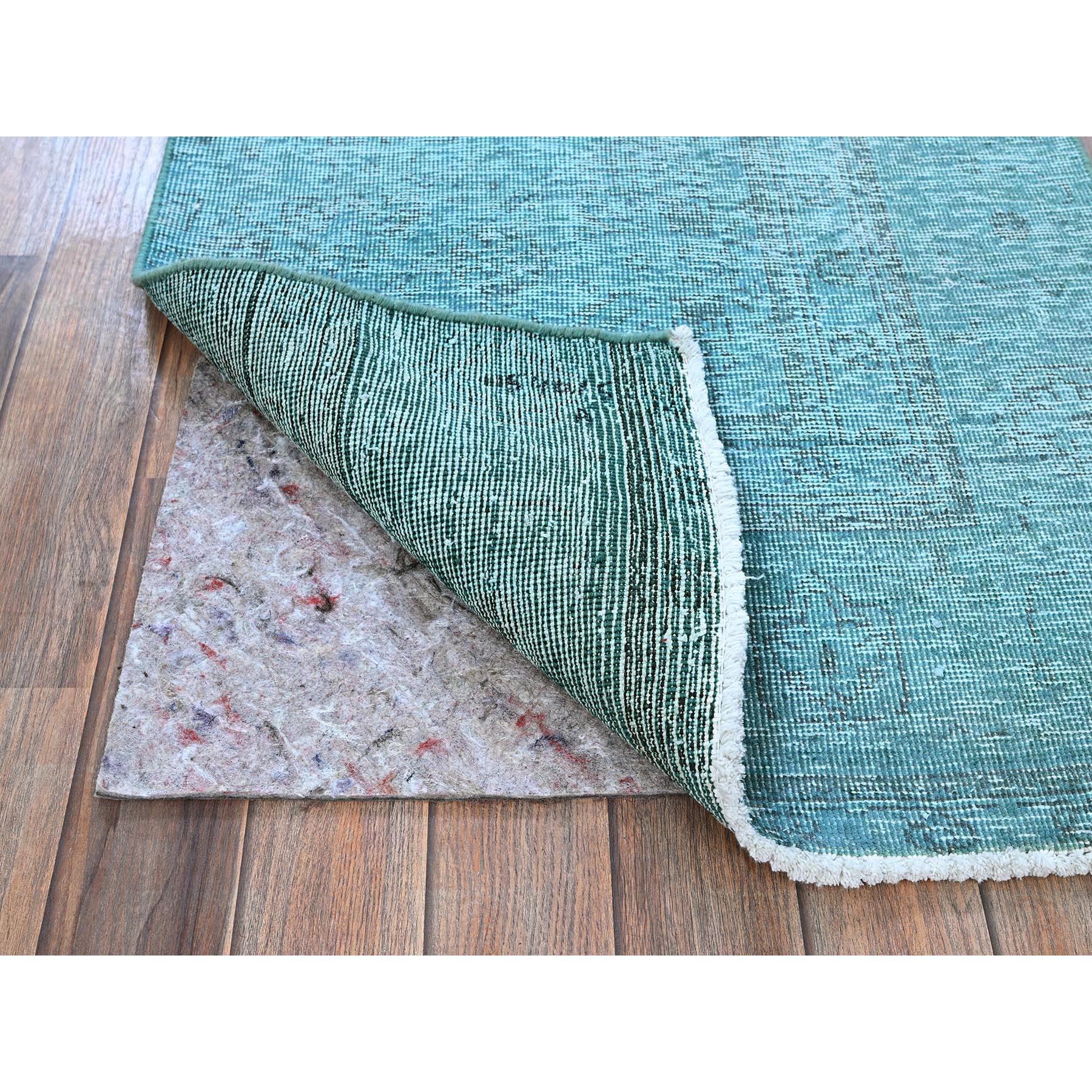Bohémien Tappeto Runner in lana Tabriz persiano vintage sovratinto blu annodato a mano 2'4 