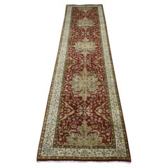 2'4"x11'5" Barn Red, Kashan Revival, Wool, Hand Knotted, 300 KPSI, Runner Rug