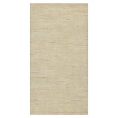 2'4"x11'6" Weißer Lori Buft Moderner handgeknüpfter Läufer aus reiner Wolle in schlichtem Design