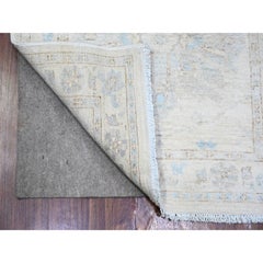 2'4"x11'7" Ivory White Wash Peshawar Extra Soft Wool Hand Knotted Runner Rug