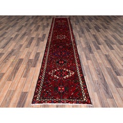 2'4"x12'5" Red New Persian Karajeh Full Pile Pure Wool Hand Knotted Runner Rug