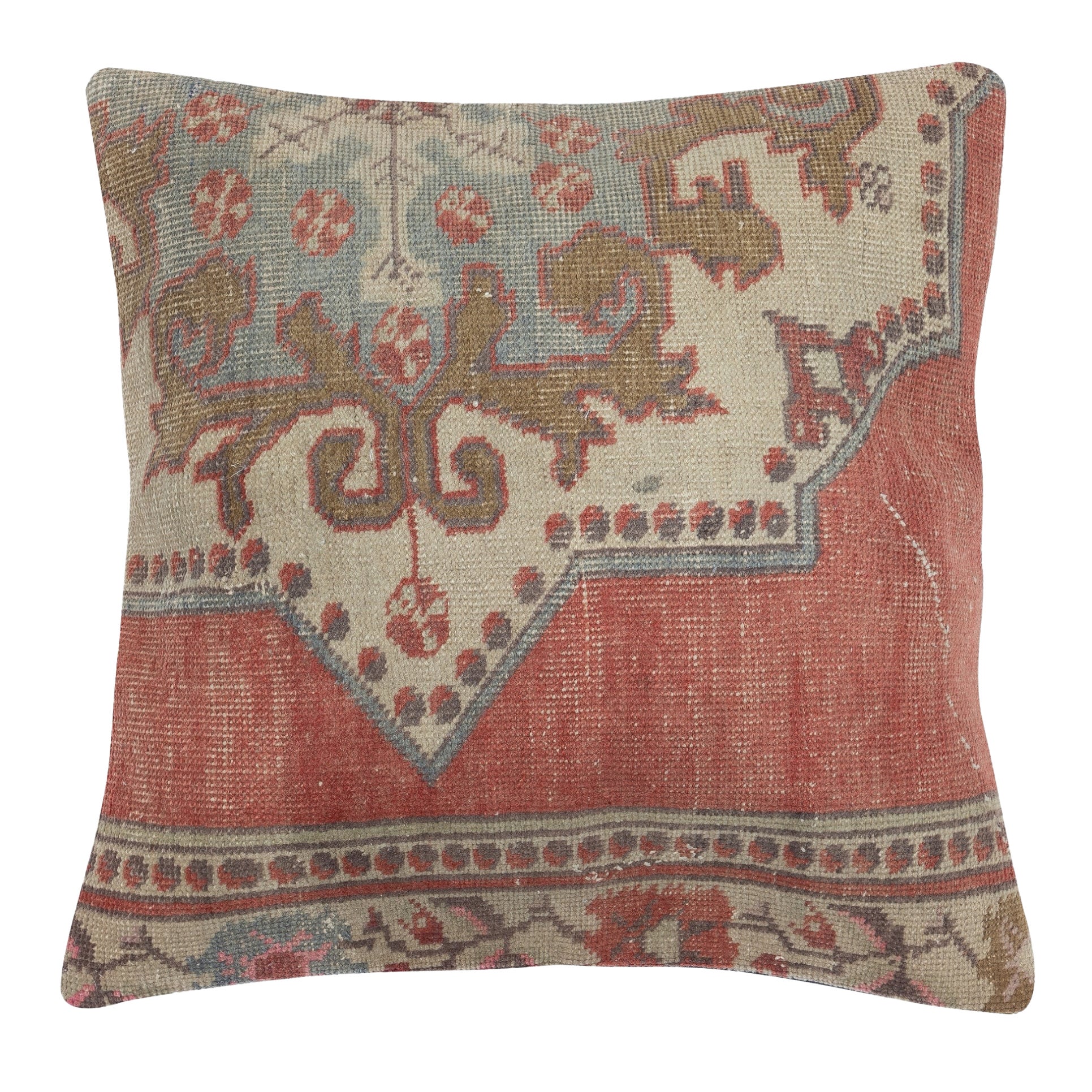 24 "x24" Copricuscino in lana annodato a mano. Cuscino rustico. Regalo a domicilio in vendita