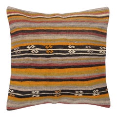 Copricuscino Kilim intrecciato a mano 24 "x24". Cuscino da tavolo. Copricuscino in pizzo a righe