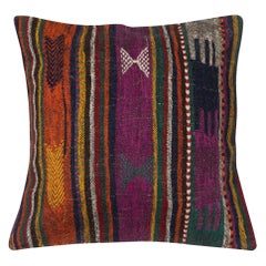 24"x24" Handmade Kilim Cushion Cover. Vintage Accent Pillow. Rustic Throw Pillow
