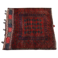 2'4"x2'4" Scarlet Red Vintage Persian Balouch Satteltasche Handgeknüpfter Wollteppich