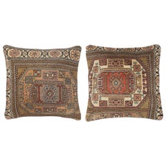24"x24" SET OF 2 - Rustic Handmade Cushion Covers. Vintage Turkish Rug Pillows
